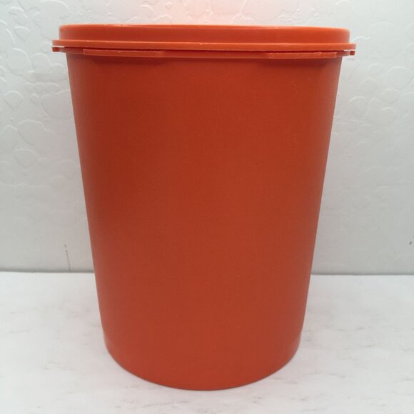 Vintage Servalier Tupperware Orange Storage Container 809-14 Sunburst Lid 810-26 - Picture 5 of 15
